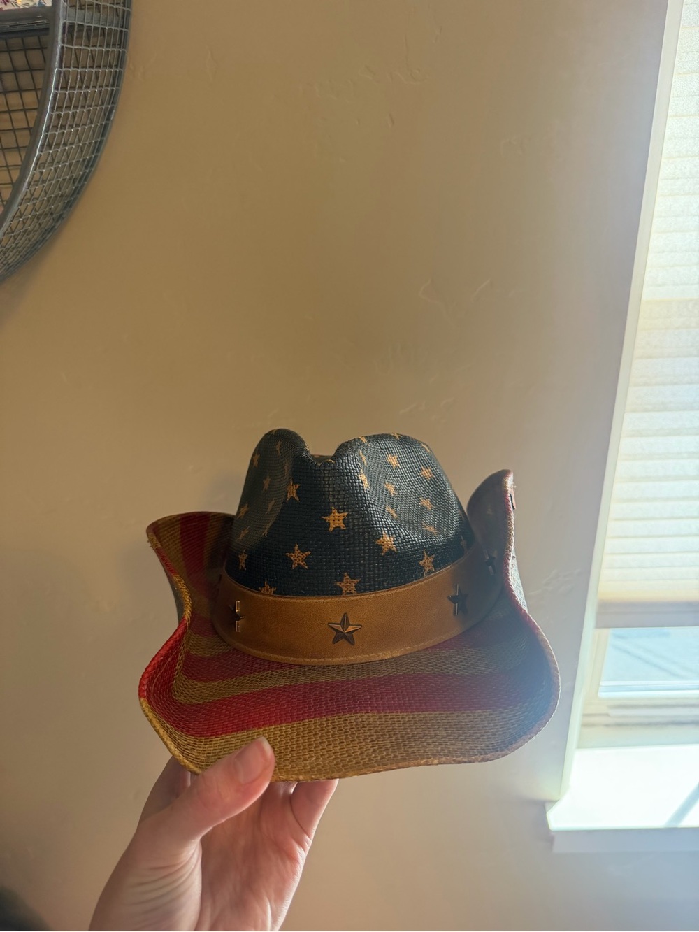 Patriotic Star & Stripe Cowboy Hat - Red, Blue, Tan